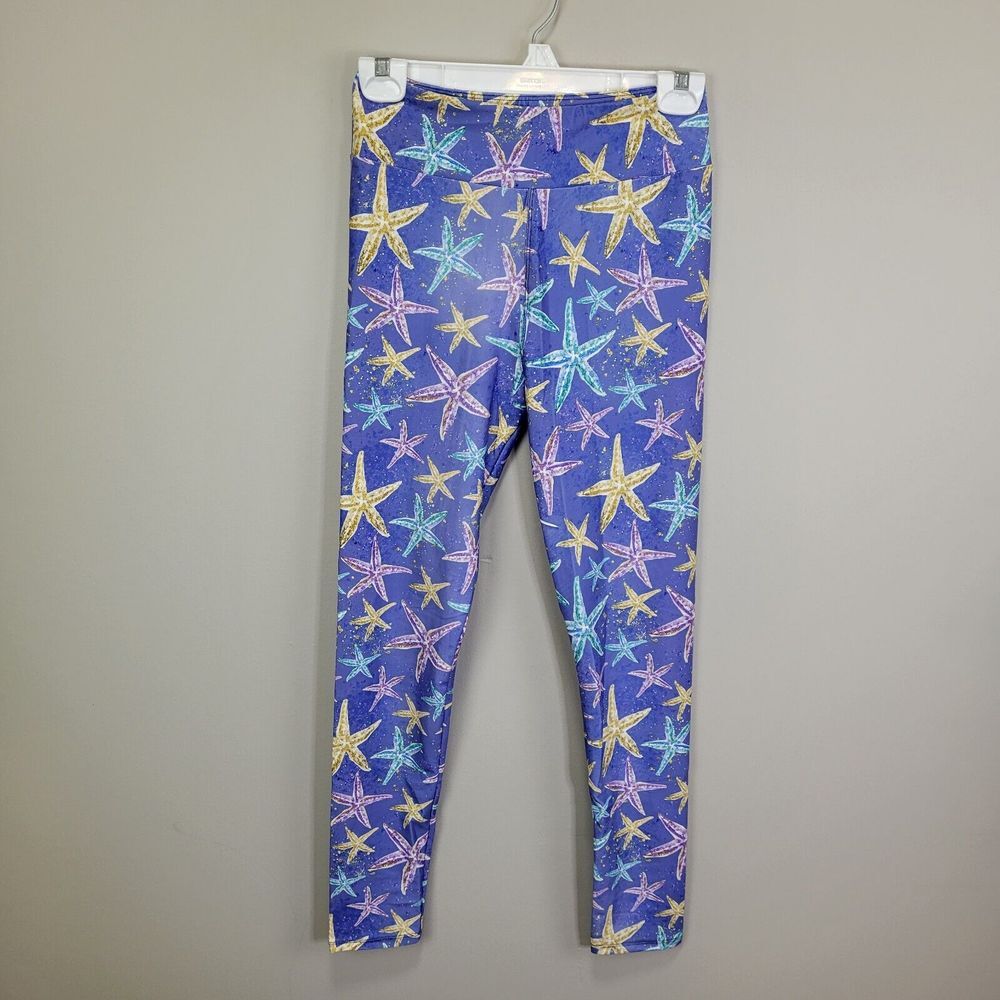 P&S Designs Pastel Starfish Print Polyester Spandex Ankle Leggings One Size Fits